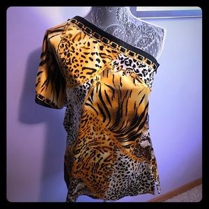 Gold and black with black rhinestones top